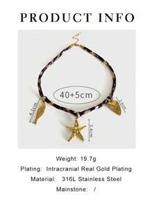 Monlansher Nouveau collier pour femmes en acier inoxydable avec pendentifs de plusieurs styles, assorti avec un collier ras-du-cou en matériau de nylon à imprimé léopard tendance. Collier personnalisé pour un usage quotidien