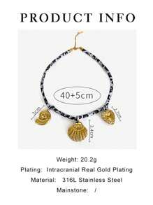 Monlansher Nouveau collier pour femmes en acier inoxydable avec pendentifs de plusieurs styles, assorti avec un collier ras-du-cou en matériau de nylon à imprimé léopard tendance. Collier personnalisé pour un usage quotidien