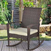 Outsunny Outdoor PE Rattan Rocking Chair, Garden Rocking Chair Set With Armrest And Cushion - Brown - View 1