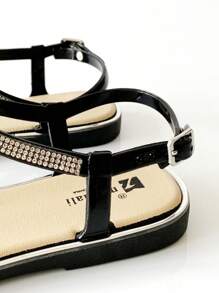 女士夏季平底水钻人字拖凉鞋，时尚百搭罗马风格，适合穿衣、沙滩装、凉鞋