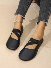 Women's New Stylish Soft Comfort Versatile Slip-On Round Toe Ballet Flats - Black - View 2