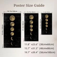 1Pc Unframed Moon Chart Canvas Poster, Moon Phases Decor, Waterproof Wall Art, Lunar Artwork Wall Painting For Gift, Aesthetic Room Decor, Wall Picture For Living Room, Bedroom, Dining Room, Corridor, Home And Dormitory Decoration - Multicolor - View 4