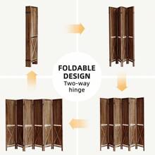 6 Panel Room Divider With Shelves, 5.6Ft Pegboard Display With 24 Hooks, Soild Wood Room Divider, Freestanding Display Board Wall Organizer For Craft Show, Jewelry, Retail, Cloth - 咖啡棕 - 查看 6