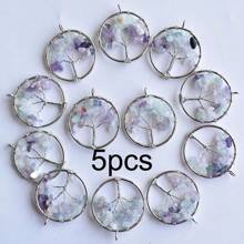 5pcs/set Creative Tree Detail Round DIY Pendant For Women For DIY Jewelry Making - Multicolor - View 16