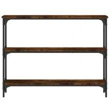 Smoked Oak Console Table 100cm Engineered Wood Modern Design 22.5cm Depth 75cm Height Stylish Home Furniture - Brown - View 3