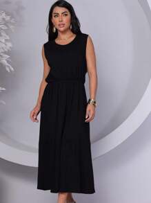 Women's Casual Fleece Dress, Fresh For This Summer - màu đen - Xem 4