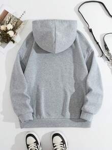 Custom Christmas Apparel, Personalized Women's Hoodies - Add Your Own Text (Family Photos/Group Portraits/Dinner Photos/Party Photos/Friends Photos/Selfies) To Design Your Own Personalized Prints, Couple Photos, Anniversary Gifts, Autumn/Winter Women's Wear, Fall Women's Wear, Winter Women's Wear, Sweatshirts - Grey - View 3