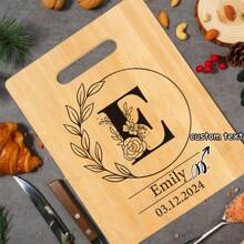 Tábua de Corte de Bambu Personalizada - 26 Opções de Padrão de Letra, Perfeita para Feriados, Aniversários, Aniversários e Mais - Presente Decorativo de Cozinha Elegante e Durável