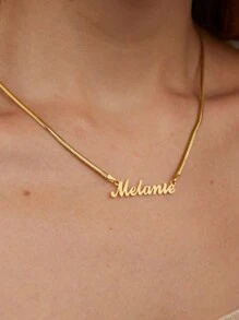 1pc 18K Gold Name Necklace, Personalized Name Pendant Necklace, Custom Name Necklace, Minimalist Name Jewelry For Women, Gift For Her, Contains Exquisite High-End Gift Box, Customizable With Different Fonts, And Different Necklaces To Choose From Gold, Rose Gold Stylish, Fall Fashion, Vintage, Unisex For Teenagers, Junior High School Students, Middle School Students, High School Senior High School Students, College Students, University Students, Freshman, Sophomore, Underclassmen