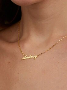 1pc 18K Gold Name Necklace, Personalized Name Pendant Necklace, Custom Name Necklace, Minimalist Name Jewelry For Women, Gift For Her, Contains Exquisite High-End Gift Box, Customizable With Different Fonts, And Different Necklaces To Choose From Gold, Rose Gold Stylish, Fall Fashion, Vintage, Unisex For Teenagers, Junior High School Students, Middle School Students, High School Senior High School Students, College Students, University Students, Freshman, Sophomore, Underclassmen
