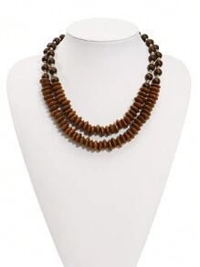 BOCAR Bohemian Wooden Beads Statement Jewelry Strand Necklace For Women