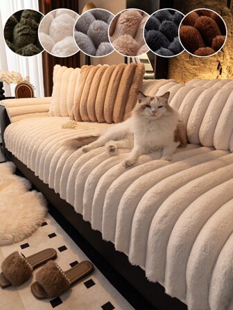 1 pieza Funda de cojín de sofá de color liso, Amigable para mascotas, Protector de asiento mullido y grueso, Funda de sofá antideslizante, Protector de muebles, Apto para dormitorio, oficina, decoración de sala de estar