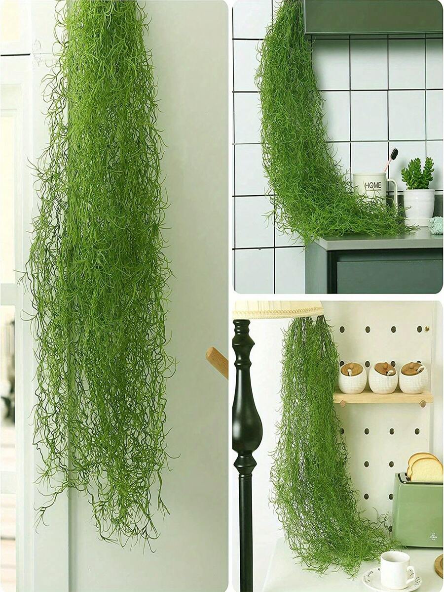 2/4/6pcs Faux Greenery Moss For Potted Plants, Realistic Spanish Moss ...