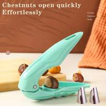 3Pcs Set Chestnut Opener, Stainless Steel Nail Guard, Serrated Edge Walnut Clip, Easy Peeling Cross-Cut Chestnut Shell Removal Tool, Nut Crusher - Multicolor - View 8