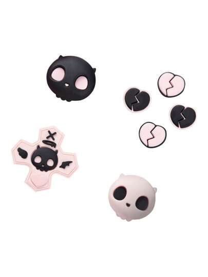 GeekShare Cute Heart Skull Directional Buttons & ABXY Buttons Cover Compatible With Switch/OLED, Not Compatible With Protective Case