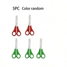 带刻度的学校剪刀，儿童圆头剪刀，用于DIY手工艺品、办公和学生文具用品，返校 - 彩色 - 查看 13