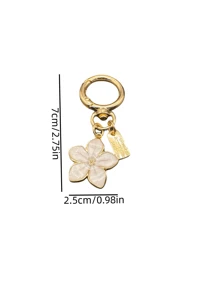 HAILIAN 1 件轻质合金材料樱花钥匙扣 Delie 花朵设计带吊牌适合包包汽车情侣生日节日礼物冬季女士礼物 - 白色 - 查看 3
