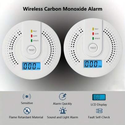 1 个独立 CO 报警传感器，一氧化碳探测器，具有高灵敏度警报、电池供电、快速响应传感器、数字 LED 显示屏、易于安装