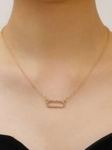 1pc colar com pingente quadrado de strass feminino, adequado para ocasiões casuais e de namoro