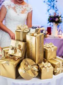 10pcs/Pack Gold Foil Gift Wrapping Paper, Gold Flower Bouquet Packing Paper For Gift, Party, Packaging - Gold - View 5