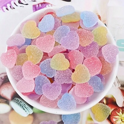 10/30/50/80/100pcs Vibrant Candy Color Heart Shaped Resin Craft, Essential Jewelry Making Supplies For Unique Accessories - Perfect For DIY Projects And Handmade Gifts