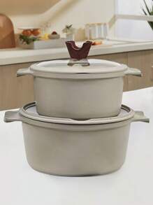 2-15 Stücke Neues Modell Anti-Verbrüh-Antihaftpfanne aus Aluminium-Topf-Druckguss-Set mit Deckel, Mehrzweck-Küchenset, geeignet für Kochtöpfe und Bratpfannen im Haushalt, verwendbar für Gas- und Induktionsherde