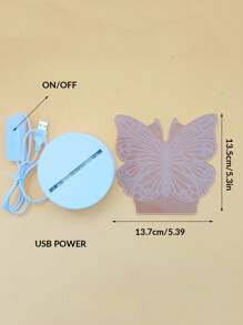 1 件动物形蝴蝶装饰夜灯，亚克力创意照明灯，床头灯，USB 或电动 - 黃色 - 查看 8