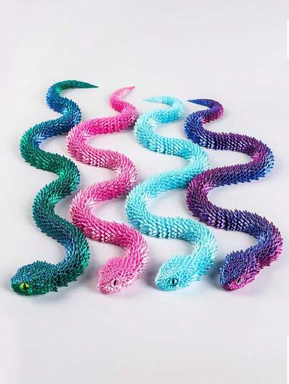 1pc New 3D Printed Snake Model - Long Version, Full Joint Movement, Realistic Snake Collecting Statues, Animal Toys, DIY Creative Accessories, Perfect For Home Decoration, Office Decoration And Gifts, Birthday/New Year Gifts