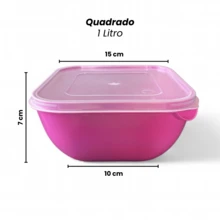 Kit With 10 Square Food Organizer Box Pots 1 Liter Household Utility Lunch Box Container Colorful - 粉色 - 查看 3