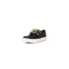 Steve Madden Horton Black Leather Embellished Round Toe Fashion Low Top Sneakers