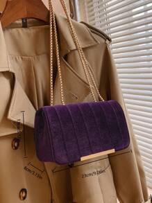 幾何極簡浮雕細節立體拉鍊方形包,適用於商務/上下班/工作/辦公室 - 紫色 - 查看 5