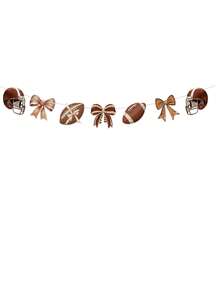 Football Game Time Touch Down Banner,Football Party 2025 Hanging Garland Banner For Game Day Party Backdrop,Football Day Supplies - Brown - View 8