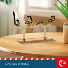 TX 1 pieza Placa de sobremesa de acrílico dorado con caligrafía árabe y texto de bendición, decoración personalizada árabe para restaurante, centro de mesa para fiesta de Ramadán, decoración de mesa del hogar para días festivos