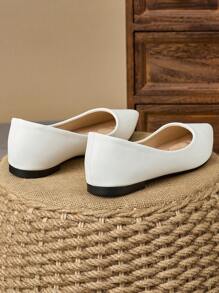 Women Flat Solid Pointed Toe Slip-On Loafers, Comfortable Dress Casual Work Office Shoes For All Season