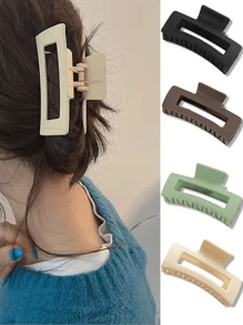 4 Pcs Large Square Retro Minimalist Hair Claw, Suitable For Women With Thick Hair, Clips For Styling, Bathing, Outdoor, Versatile Accessory Hair Jaw Clip Hair Clamps Hair Clutch Hair Catcher Clip Fall Winter Hair Clip Claw Clip Hair Accessories For Women For Vacation Outfits Woman - Multicolor - View 3