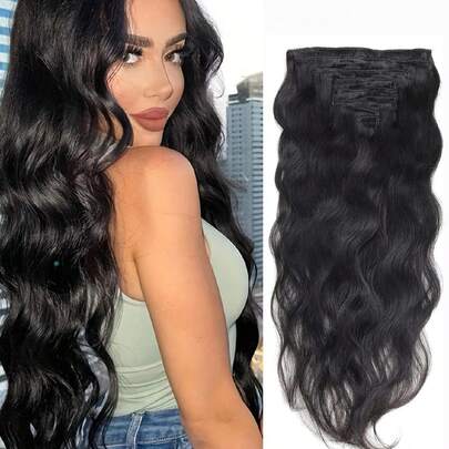 雷米人发波浪夹片天然黑色处女人发接发夹片接发纬纱接发