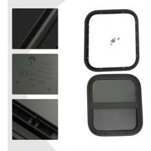 RV Window 14" X 16" , Tiny House Vertical Slider Window For Cargo Trailer, Vintage Technologies RV Windows For Vertical Sliding Replacement Glass &Trim Set - Black - View 4