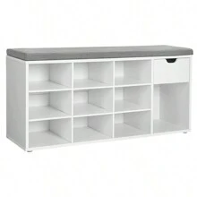 Banco De Almacenamiento De Zapatos Con Cajones 104*30*48cm - Blanco - Ver 3