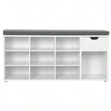 Banco De Almacenamiento De Zapatos Con Cajones 104*30*48cm - Blanco - Ver 1