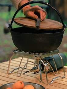 1 件迷你不锈钢炉架，可调节高度炉头支架，便携式户外露营烹饪烤架