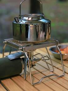 1 件迷你不锈钢炉架，可调节高度炉头支架，便携式户外露营烹饪烤架