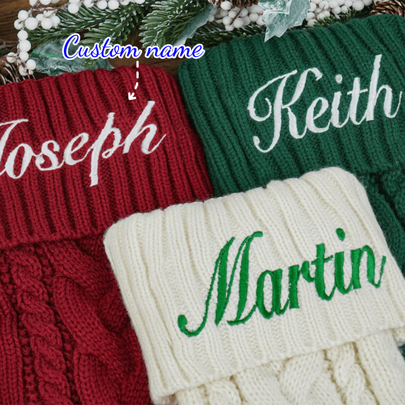 1 pieza Calcetín de Navidad personalizado de 18 pulgadas, Calcetín de Navidad bordado 2024, Calcetín tejido con nombre, Regalo navideño, Decoración navideña