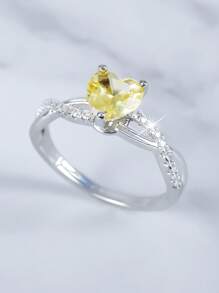 1 pieza Anillo de mujer con forma de corazón con 12 piedras de nacimiento del zodíaco, elegante y romántico, adecuado como regalo de San Valentín, aniversario, regalo romántico para tu pareja, boda y compromiso