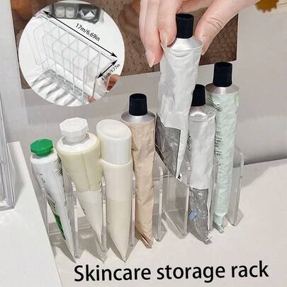 1个7格透明桌面面霜收纳盒，大容量，缝纫和化妆品收纳盒，护肤品收纳架，眼影盘展示架，竖款透明粉状腮红化妆台收纳盒，化妆包，梳妆台收纳盒，化妆包，珠宝盒，刷具收纳架，香水收纳架，女士礼物，圣诞礼物，创意女性礼物