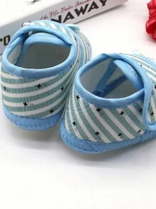 1 Pair Infant Newborn Baby Cartoon Shoes Socks Bear Pattern Stripes Casual Sneakers Soft Sole Toddler Kids Shoes 0-12M