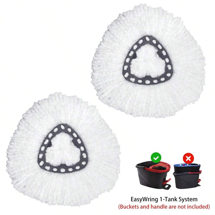 1pc/2pcs Replacement Mop Head For O-Cedar/ EasyWring Rotating Mop, 2 Packs Super Absorbent Microfiber Mop Refill. Note: This Mop Head Fits 1 Handle, 1 Size = 2 Pcs - Black - View 1