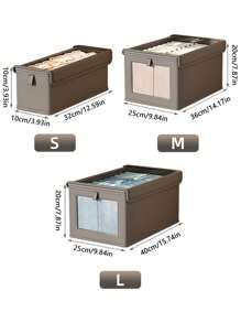 Large Canvas Storage Box With Clear Window Collapsible Clothes Organizer With Lid Family Moisture-Proof Closet Organizer Clothes Sorting For Home Back To School Storage Bag Organization Bedroom Dorm Essentials Room Closet Organizers Car Storage Car Accessories Car Organizer Storage Bins Drawer Organizer For Clothing Wardrobe Storage Closet Dividers Closet Dividers Sweater Sock Pants Jeans Underwear Bag For School School Accessories School Stuff - Grey - View 7