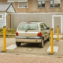 Safety Bollard,2 Packs 42 Inch Height Bollard Post,Steel Safety Bollard Post Parking Barrier With 8 Anchor Bolts,Yellow Driveway Security Bollards For Traffic Control,Driveway Barrier,Parking Pole,Traffic-Sensitive - 黃色 - 查看 2