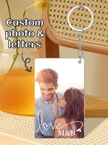 1 件定制亚克力钥匙链，带情侣照片，个性化钥匙链，情侣照片钥匙链，周年纪念日和情人节礼物，适合送给男朋友、女朋友、父母