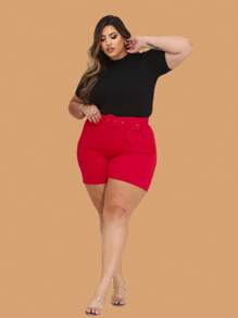 Basic T-Shirt Ribbed Premium Plus Size Soft And Adjustable Stylish Elegant Knit - Black - View 4